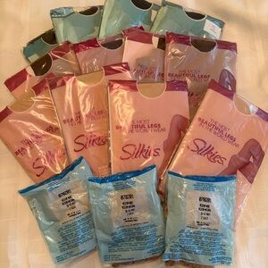 Silkies Nylons, Lot of 15, Nude, Mocha, Off Black, Extra Tall and Control Top